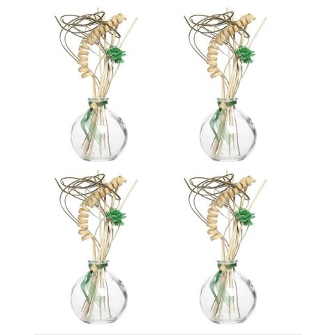 Hosley Set of 4, Glass Sphere Diffuser Bottles with Reed Sticks (NO Oil Included)