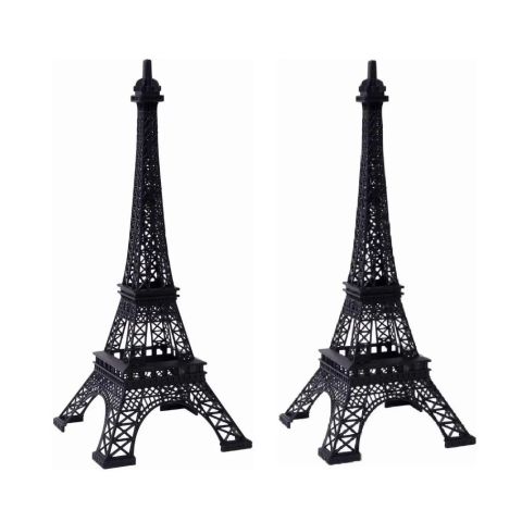Hosley Set of 2, Metal Eiffel Tower 15" Tall