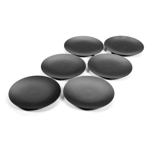 Hosley Set of 6, Black Iron Pillar Candle Holders 4.75" Diameter