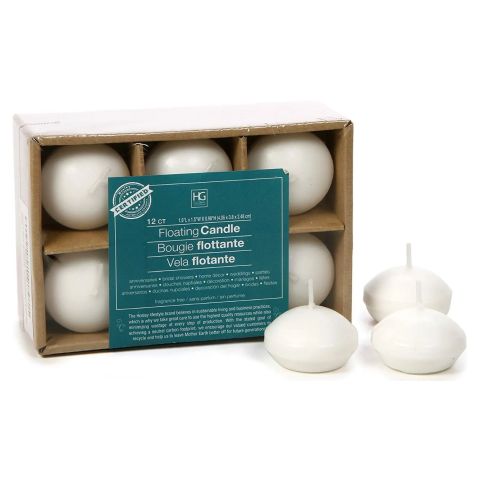 Hosley Set of 12, White Unscented Water Floating Mini Candle Discs
