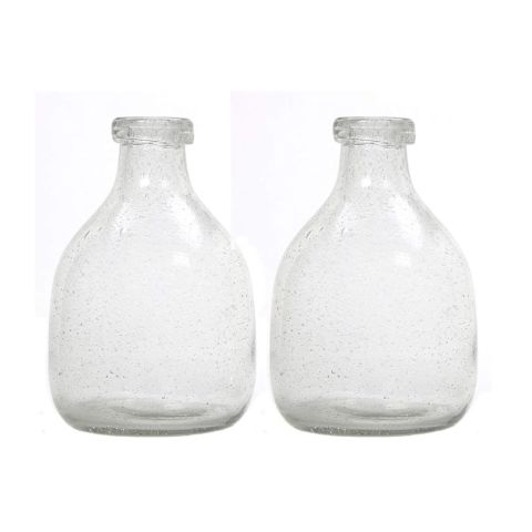 Hosley Set of 2, Clear Glass Bottle Vases 7'' High
