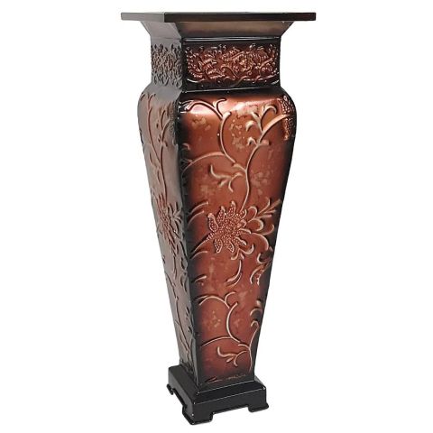 Hosley 21.25 Inch Tall Red Embossed Floor Vase