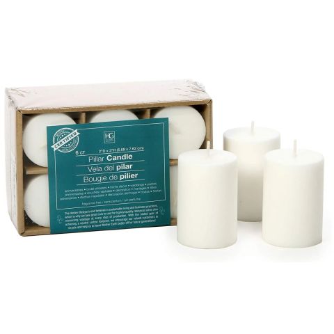 Hosley Set of 24,  2x3" High White, Unscented Pillar Candles