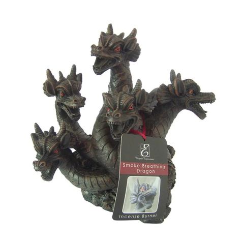Hosley 8.5" High Resin Smoking Dragon Incense Cone Burner 