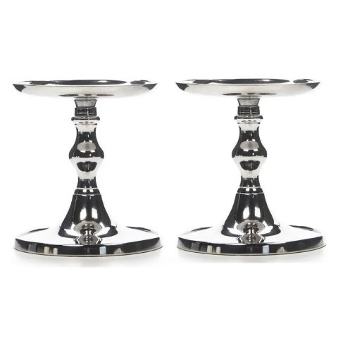 Hosley Set of 2, Silver Finish Pillar Candle Holders
