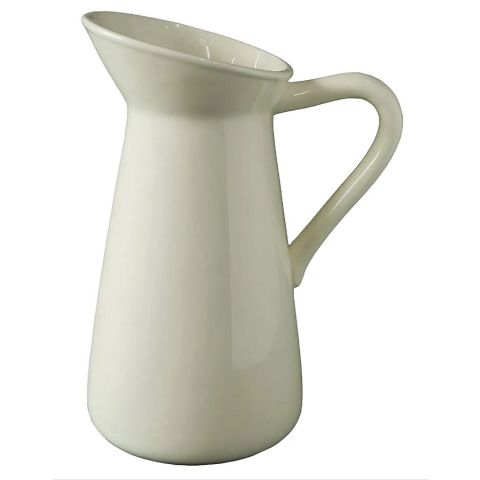 Hosley Cream Ceramic Pitcher Vase