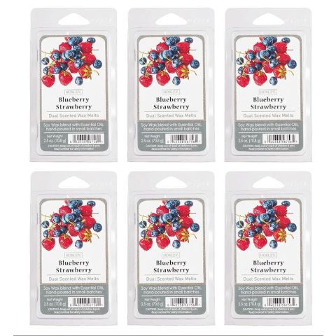 Hosley Set of 6 Blueberry Strawberry Scented Wax Cubes/Melts - 2.5 oz Each