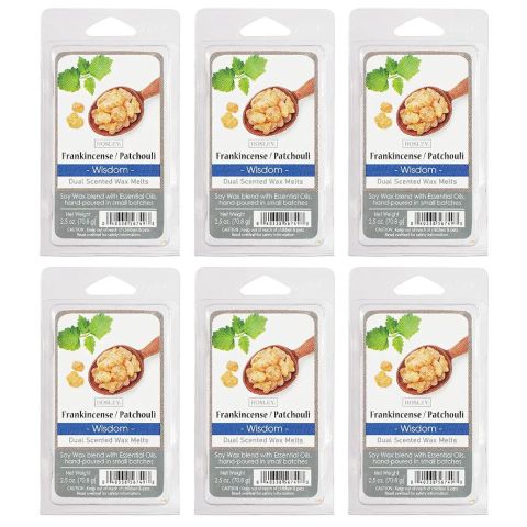 Hosley Set of 6, Frankincense Patchouli Scented Wax Cubes/Melts - 2.5 oz Each