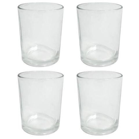 Hosley Set of 4, Clear Glass Votive Candle Holders 3.8" High