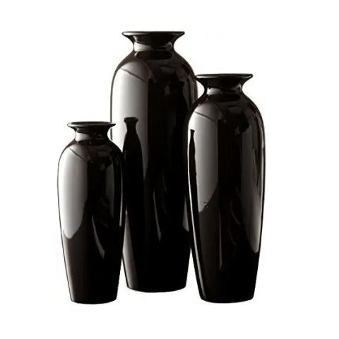 Hosley Set of 3 Black Ceramic Bud Vases