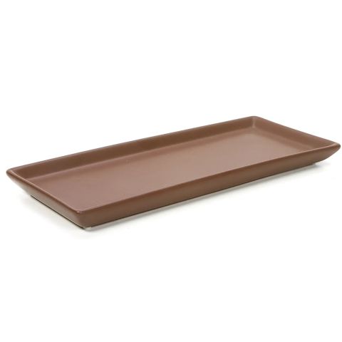 Hosley's 11" Long Brown Ceramic Tealight / Pillar Candle Tray