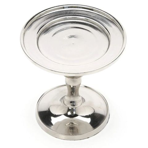 Hosley Silver Finish Pillar Candle Holder, 4.75" High