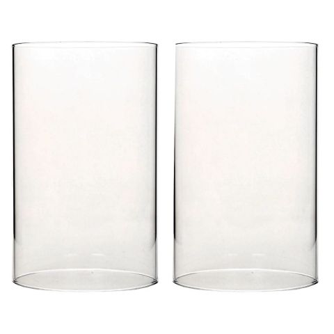 Hosley Set of 2, Clear Glass Hurricane Candle Sleeve - 7 Inch High