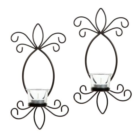 Hosley's Set of 2, Metal Tealight Candle Wall Sconces - 11.5" High