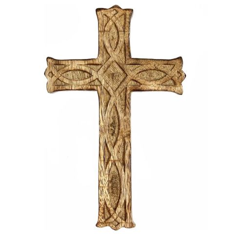 Hosley Hand Carved Wooden Cross 