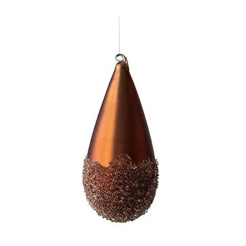 Hosley 6" High Bronze Glass Frost Drop Tree Ornament