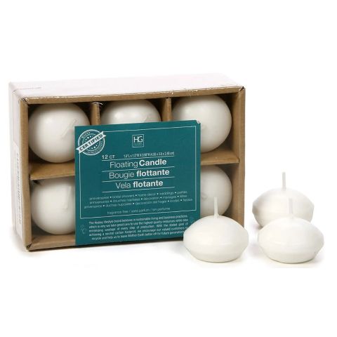 Hosley Set of 48, White Unscented Water Floating Mini Candle Discs - 1.6 Inch Diameter
