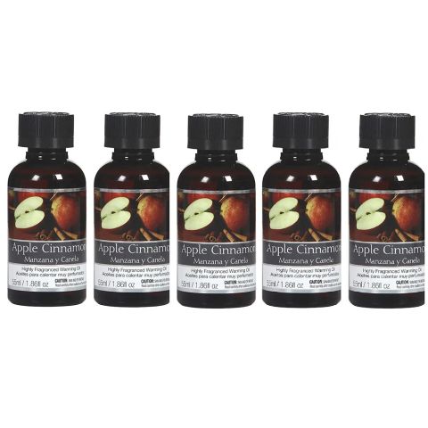 Hosley Set of 5, 55 ml. Premium Apple Cinnamon Fragrance Warming Oils