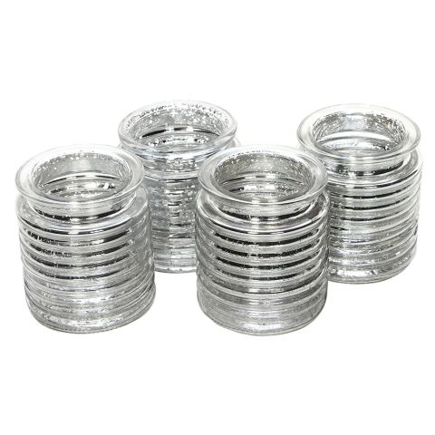 Hosley's Set of 4 Silver Glass Tealight Candle Holder- 3.54 Inch High