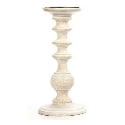 Hosley Country Style White Wooden Pillar Candle Holder