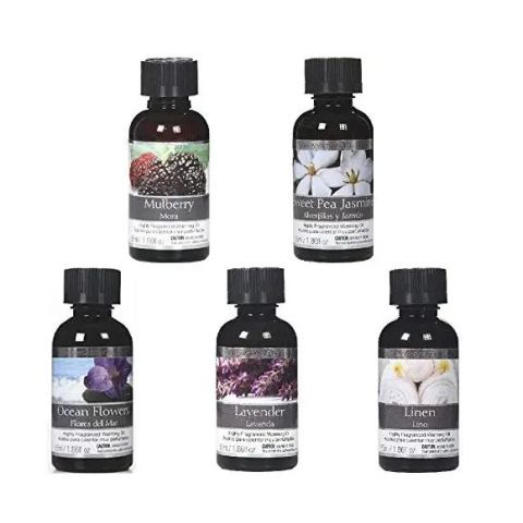 Hosley Set of 5, Assorted Fragrance Warming Oils 55 Milliliter - Mulberry, Sweet Pea Jasmine, Lavender, Ocean Flower, Linen