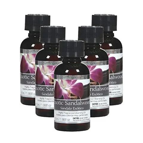 Hosley Set of 5, 55 ml. Exotic Sandalwood Highly Scented Fragrance Warming Oils