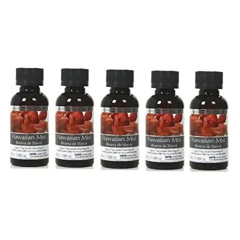 Hosley Set of 5, 55 ml. Premium Hawaiian Mist Highly Scented Warming Oils