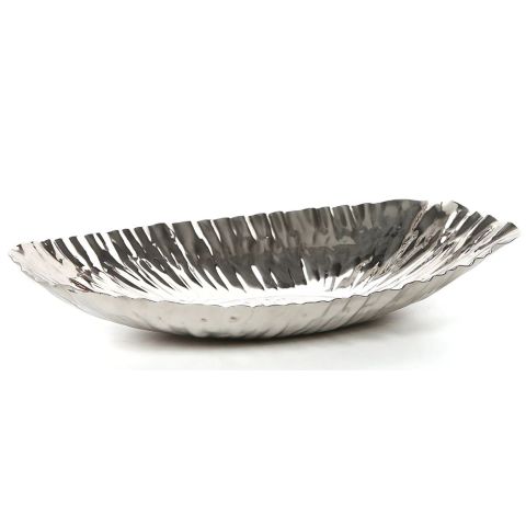 Hosley Silver Finish Decor Tray Bowl 13.6 Inches Long