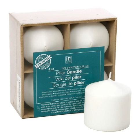 Hosley Set of 16, 3"D x 3"H Unscented White Pillar Candles 