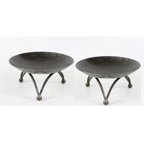 Hosley Set of 2, Black Zinc Farmhouse Pillar Holder- 6" D