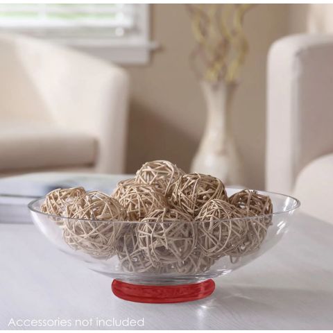 Hosley Clear Glass Bowl with Red Bottom - 11.8 Inch Diameter