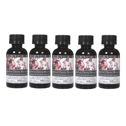 Hosley Set of 5, 55 ml. Japanese Cherry Blossoms Highly Scented Warming Oils