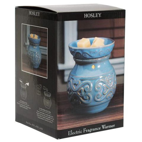 Hosley 6" High Blue Ceramic Electric Wax Warmer - 120V / 60Hz / 25W