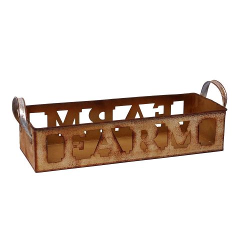 Hosley Brown Metal Farm Planter - 16 Inch Long