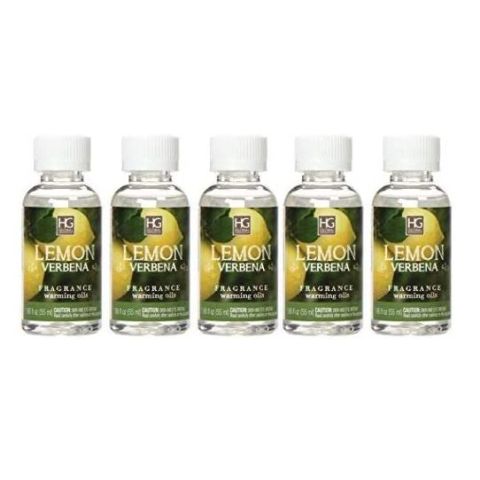 Hosley Set of 5, 55 ml Lemon Verbena Highly Scented Warming Oils