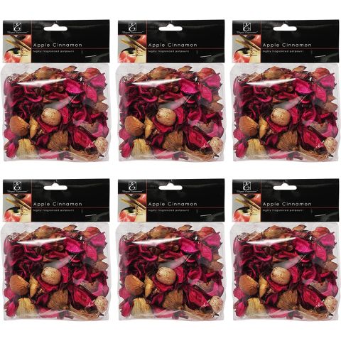 Hosley Set of 6, Lightly Scented Apple Cinnamon Potpourri - 3 oz. Bags