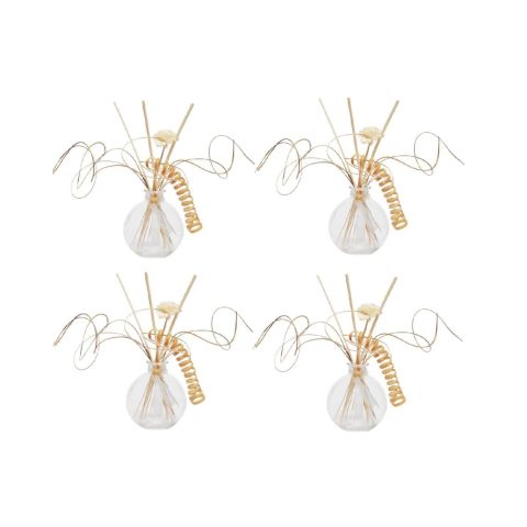 Hosley Set of 4, Clear Glass Diffuser Bottles with Reed Sticks