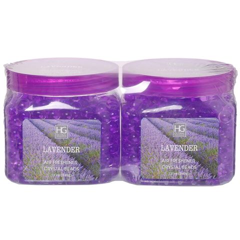 Hosley Set of 2, Lavender Air Freshener Fragrance Crystal Beads - 12 oz. (340g)