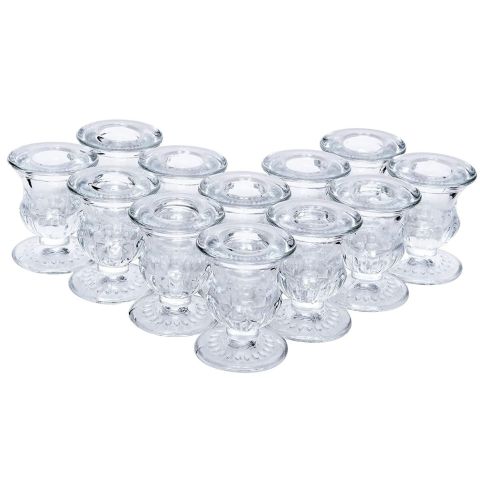 Hosley Set of 48, Clear Glass Taper Candle Holders - 2.5 Inches High