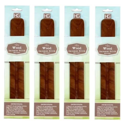 Hosley Set of 4, Wood Incense Stick Holders - 10 Inch Long
