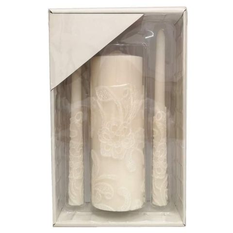 Hosley Unscented Cream Wedding Unity Candle Set