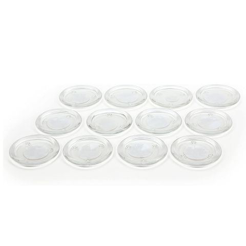 Hosley's Set of 12, Clear Glass Pillar Candle Plates - 4" Diameter