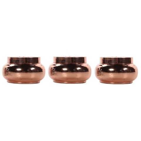 Hosley Set of 3, Rose Gold Afternoon Tea Filled Candles with Lid, 6oz Each
