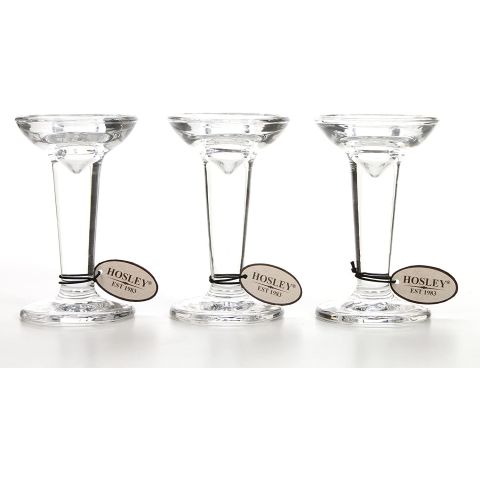 Hosley Set of 3, Glass Multi-Function Taper & Pillar Candle Holders - 5.1 Inch High