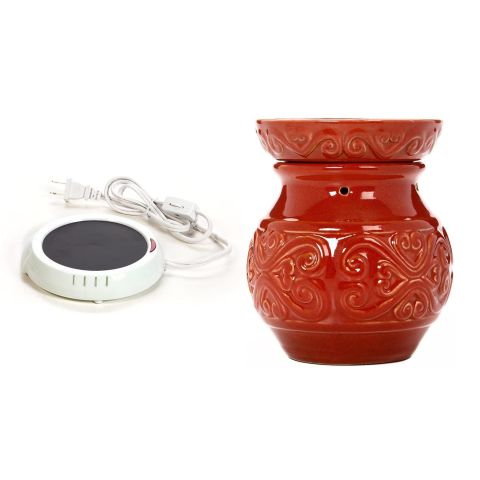 Hosley White Electric Candle Warmer & Red Ceramic Electric Warmer