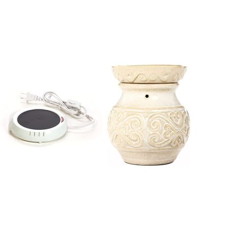 Hosley White Electric Candle Warmer  & Hosley Cream Ceramic Electric Candle Warmer