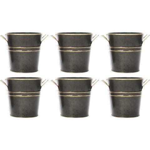 Hosley Set of 6, Metal Vases with Zinc Finish