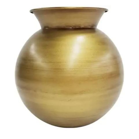 Hosley Gold Metal Sphere Vase 8.25" High