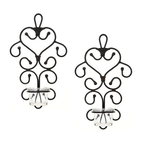 Hosley Set of 2, Metal Wall Art Tealight Candle Sconce Plaques