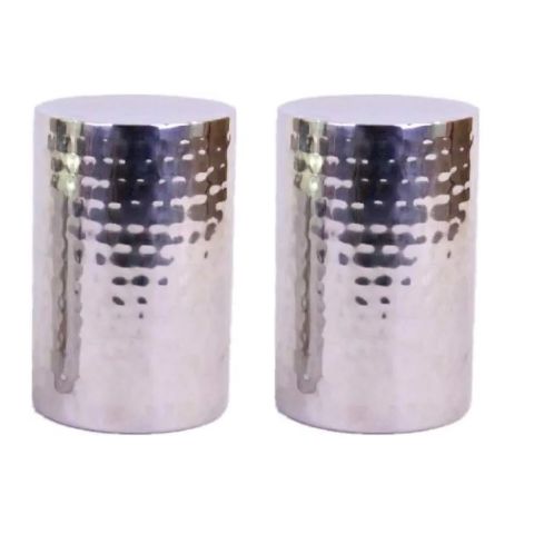Hosley Set of 2, Silver Color Pillar (LED) Candle Holders 6" High